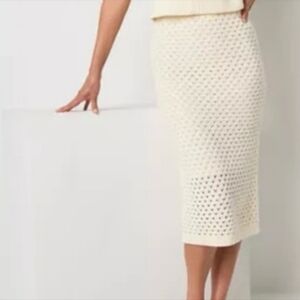Worthington Cream Eyelet Knit Two-Piece Set